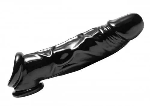 Master Series Fuk Tool Penis Sheath and Ball Stretcher Black XR Brands Male Sex Toys Master Series Fuk Tool Penis Sheath and Ball Stretcher Black XR Brands Male Sex Toys