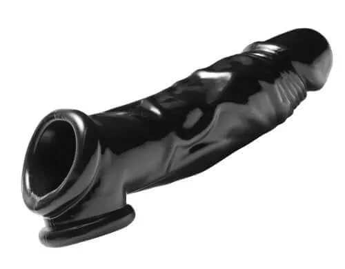 Master Series Fuk Tool Penis Sheath and Ball Stretcher Black XR Brands Male Sex Toys