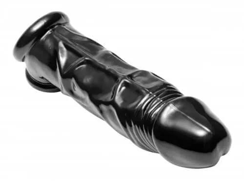 Master Series Fuk Tool Penis Sheath and Ball Stretcher Black XR Brands Male Sex Toys
