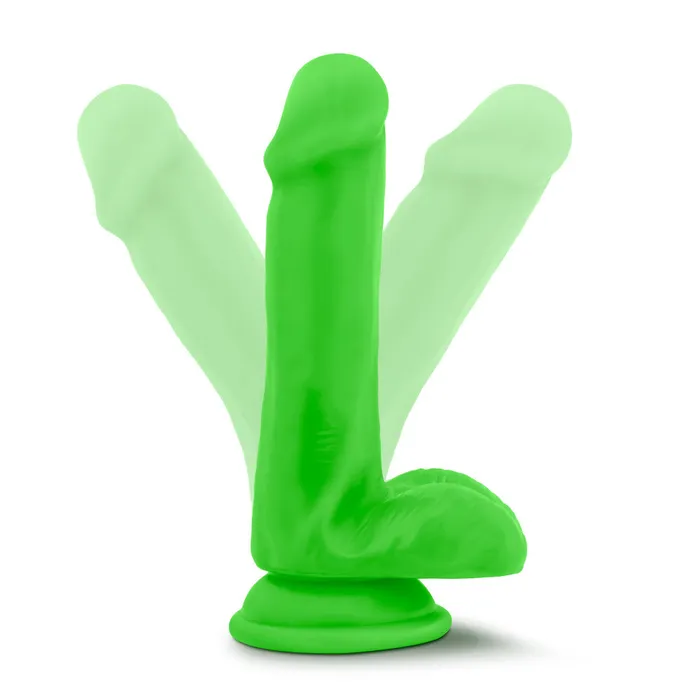 Neo By Blush Realistic Neon Green 6Inch Long Dildo With Balls Suction Cup Base Blush Dildos