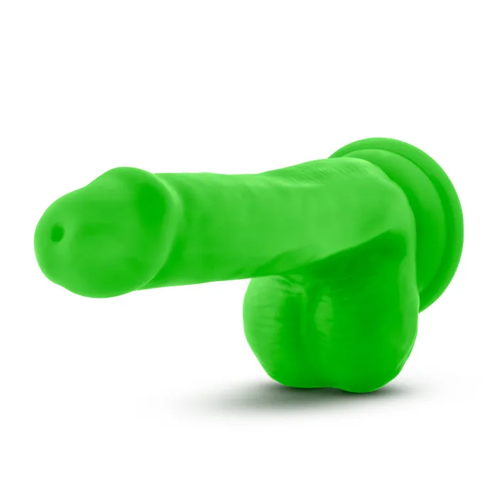 Neo By Blush Realistic Neon Green 6Inch Long Dildo With Balls Suction Cup Base Blush Dildos