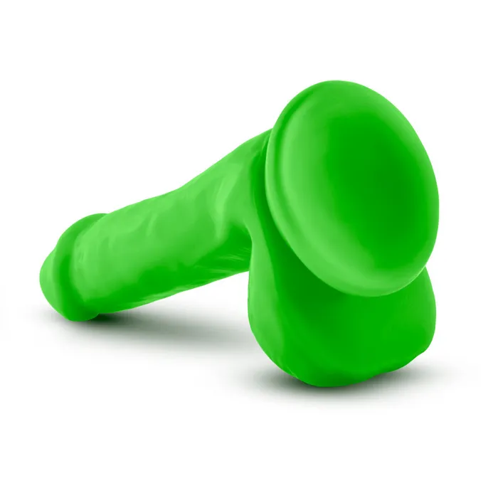 Neo By Blush Realistic Neon Green 6Inch Long Dildo With Balls Suction Cup Base Blush Dildos