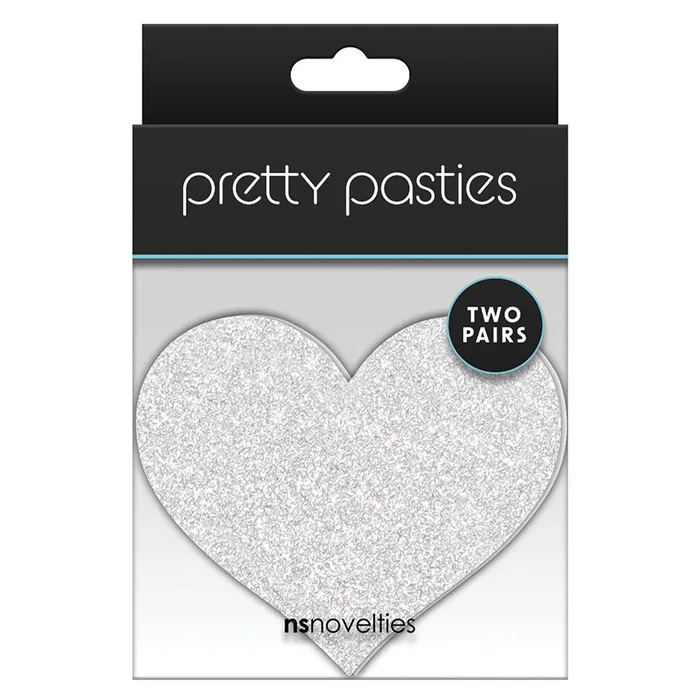 NS NOVELTIES Vibrators Pretty Pasties Glitter HeartsRedSilver 2pk