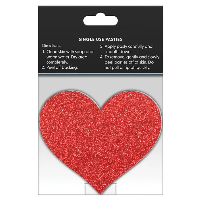 NS NOVELTIES Vibrators Pretty Pasties Glitter HeartsRedSilver 2pk