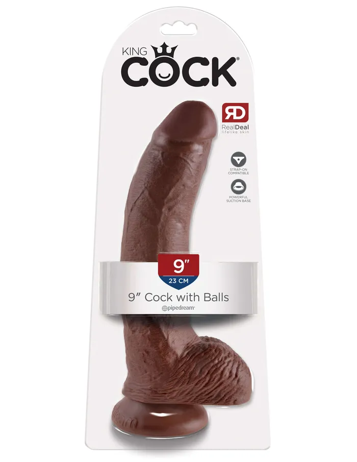 Pipedream Products Dildos King Cock 9 inches with Balls Brown Dildo Real Deal RD Pipedream Products Dildos King Cock 9 inches with Balls Brown Dildo Real Deal RD