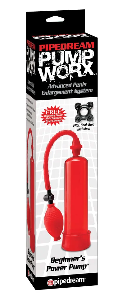 Pipedream Products Pump Worx Beginners Power Penis Pump Red Male Sex Toys