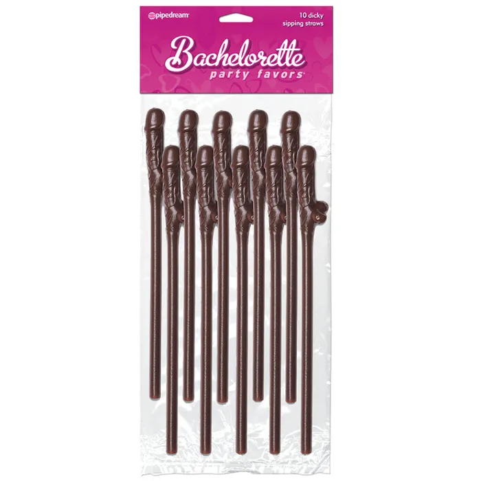 PIPEDREAM Vibrators Bachelorette Party Dicky Sipping StrawsBrown 10pk