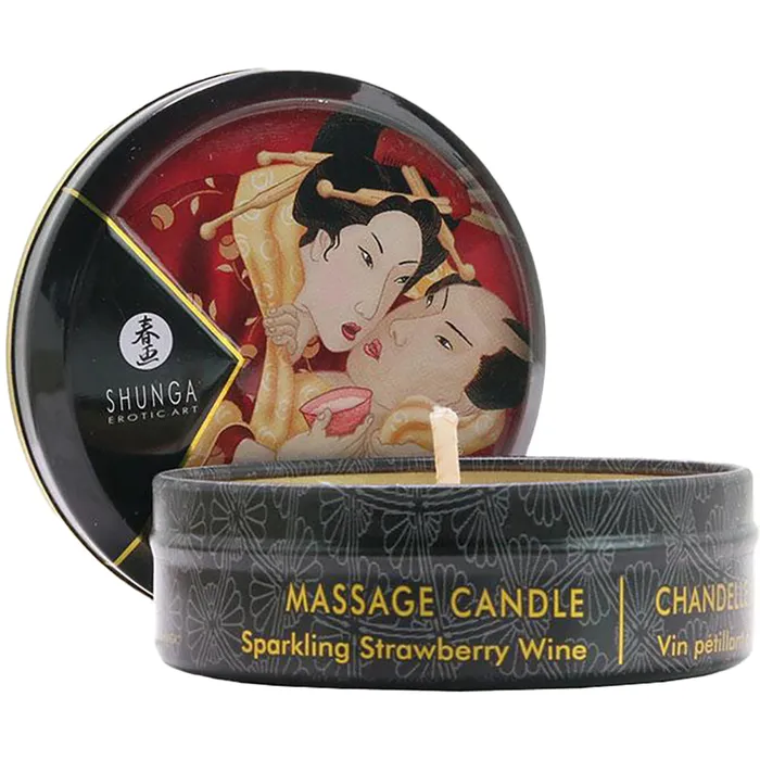 Romance Mini Massage Candle 1oz30ml in Strawberry Wine Shunga Female Sex Toys