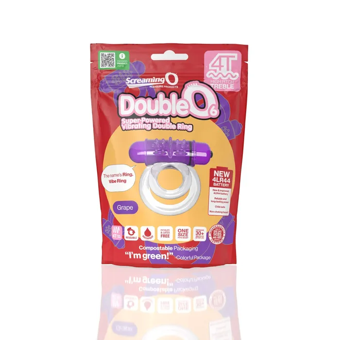 Screaming O 4T DoubleO 6 Grape Purple High Pitch Treble Super Powerful Vibrating Double Cock Ring Screaming O Male Sex Toys