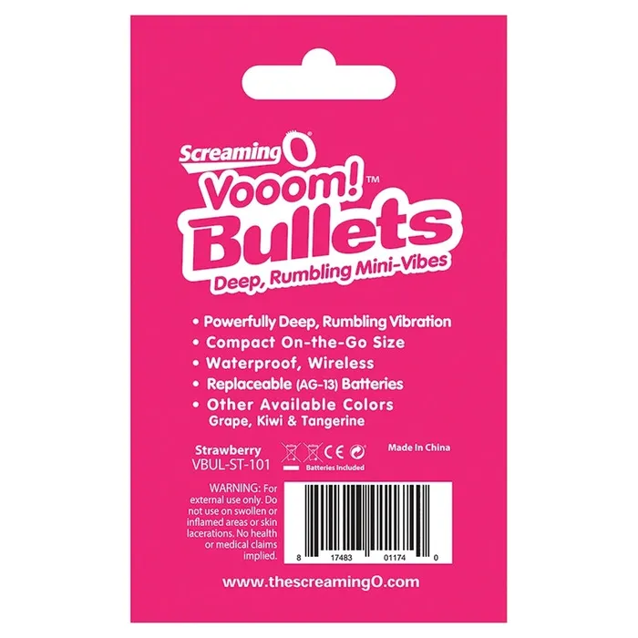 Screaming O Vooom BulletsPink Strawberry Screaming O Vibrators Screaming O Vooom BulletsPink Strawberry Screaming O Vibrators