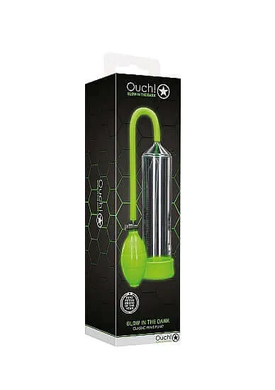 SHOTS AMERICA Male Sex Toys Ouch Glow Classic Penis Pump Glow In The Dark