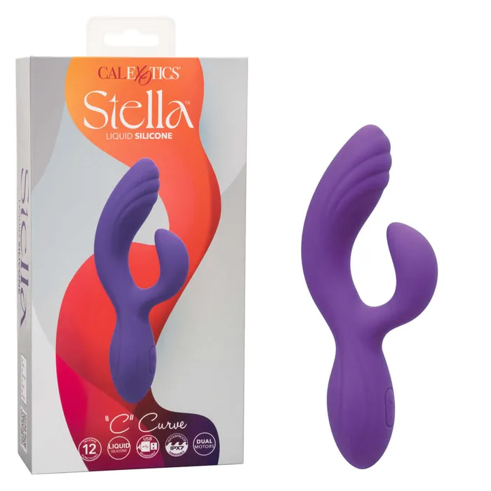 Stella Liquid Silicone C Curve Rabbit Vibrator Dual Massager with 12 Functions California Exotic Novelties Female Sex Toys Stella Liquid Silicone C Curve Rabbit Vibrator Dual Massager with 12 Functions California Exotic Novelties Female Sex Toys