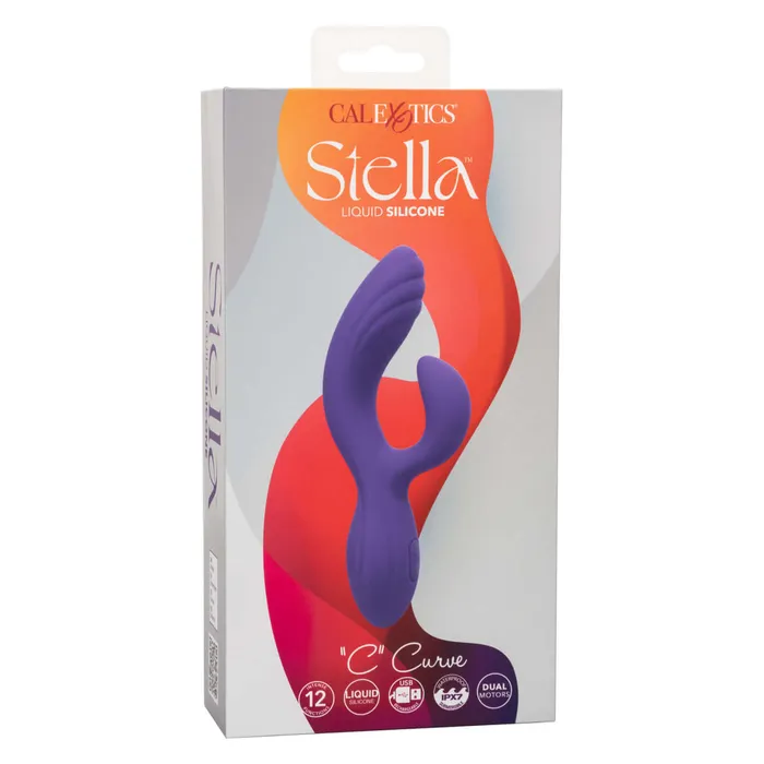Stella Liquid Silicone C Curve Rabbit Vibrator Dual Massager with 12 Functions California Exotic Novelties Female Sex Toys