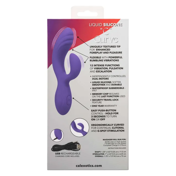 Stella Liquid Silicone C Curve Rabbit Vibrator Dual Massager with 12 Functions California Exotic Novelties Female Sex Toys