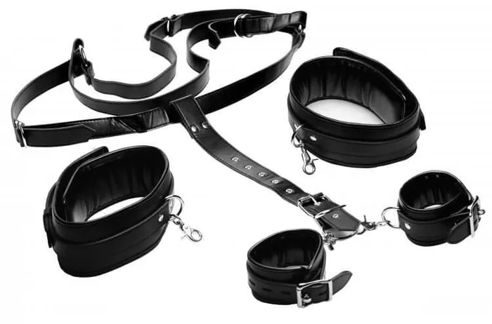 Strict Thigh Sling with Wrist Cuffs Black XR Brands Restraints