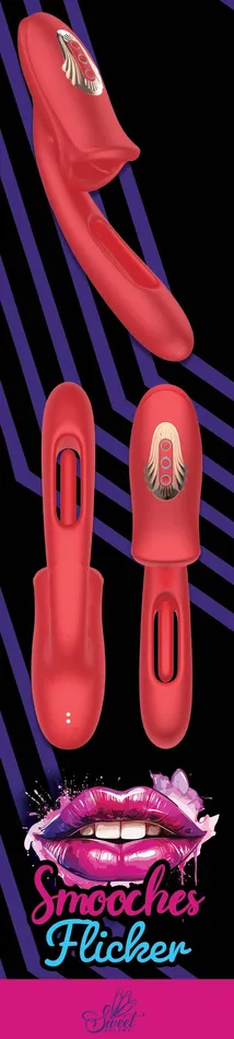 Sweet Dreams Smooches Flicker Vibrator Dual Stimulation with 10 Vibration Modes and 10 Flick Patterns Vibrators