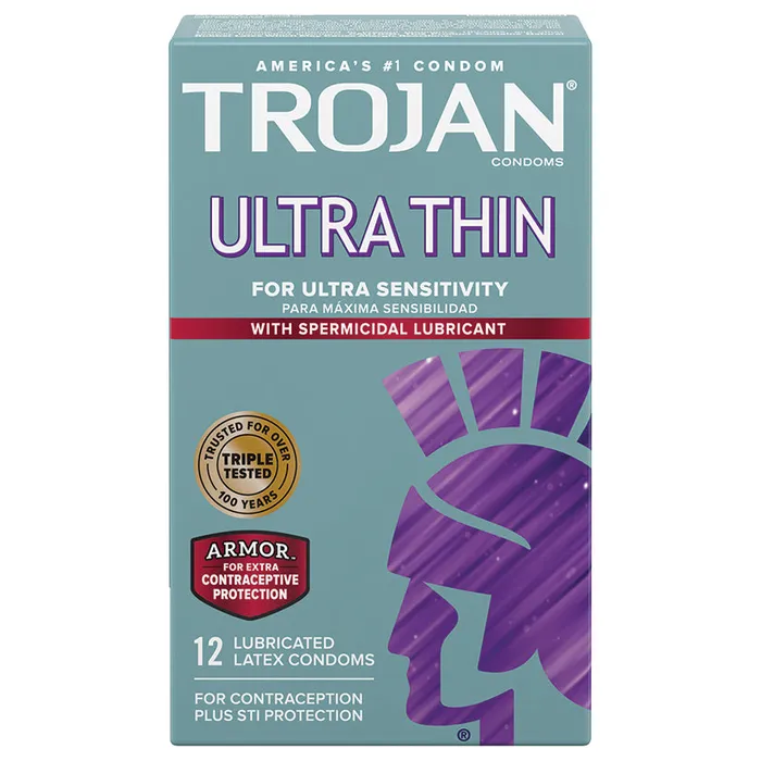 Trojan Ultra Thin Armor Spermicidal 12 Pack Paradise Marketing Female Sex Toys Trojan Ultra Thin Armor Spermicidal 12 Pack Paradise Marketing Female Sex Toys