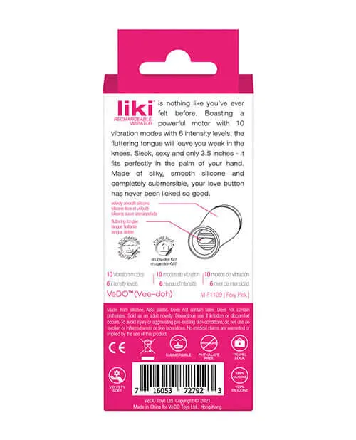 Vedo Vibrators Vedo Liki Flicker Vibe Foxy Pink