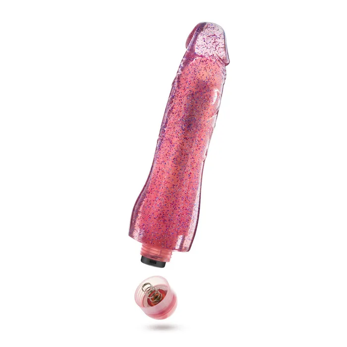 Vibrators Blush Glow Dicks By Blush Molly Glitter Realistic Pink 8Inch Long Vibrating Dildo