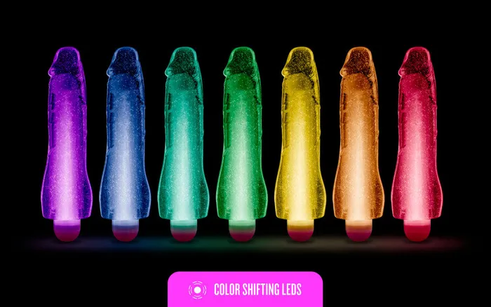 Vibrators Blush Glow Dicks By Blush Molly Glitter Realistic Pink 8Inch Long Vibrating Dildo
