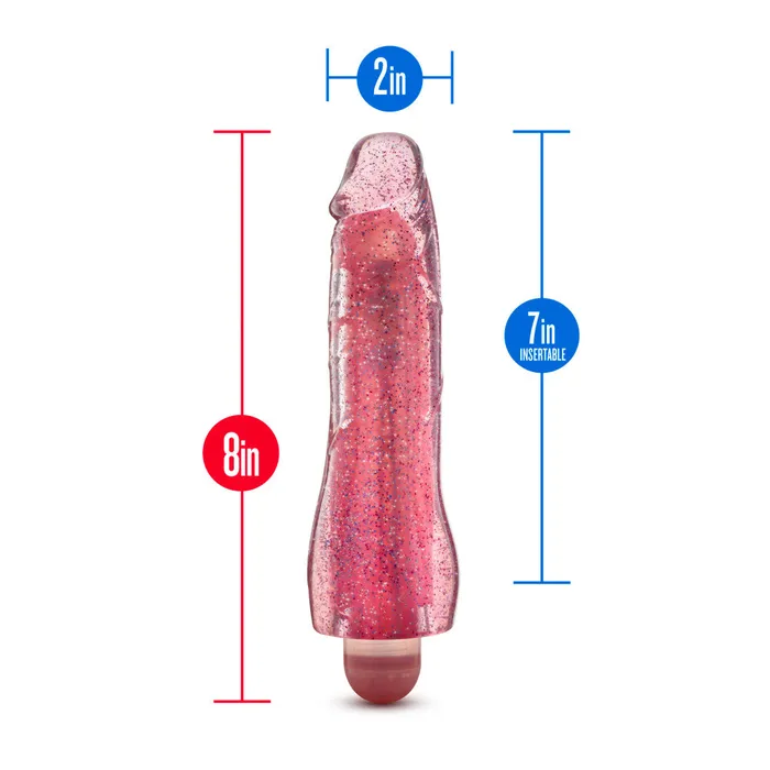Vibrators Blush Glow Dicks By Blush Molly Glitter Realistic Pink 8Inch Long Vibrating Dildo