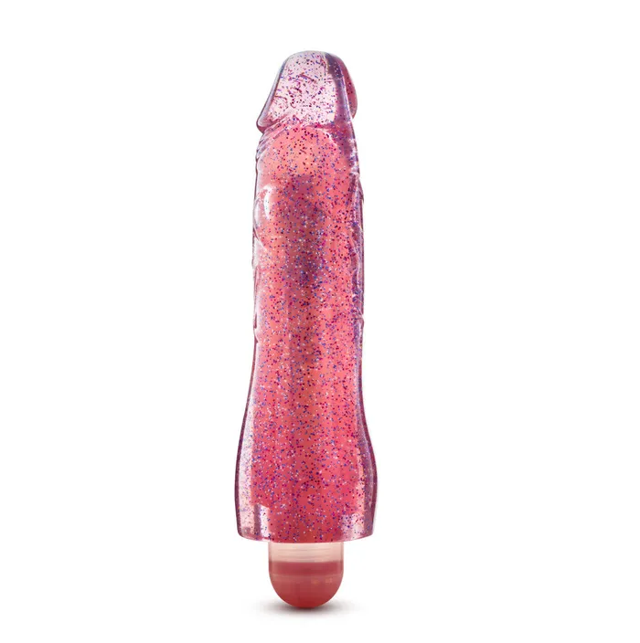 Vibrators Blush Glow Dicks By Blush Molly Glitter Realistic Pink 8Inch Long Vibrating Dildo