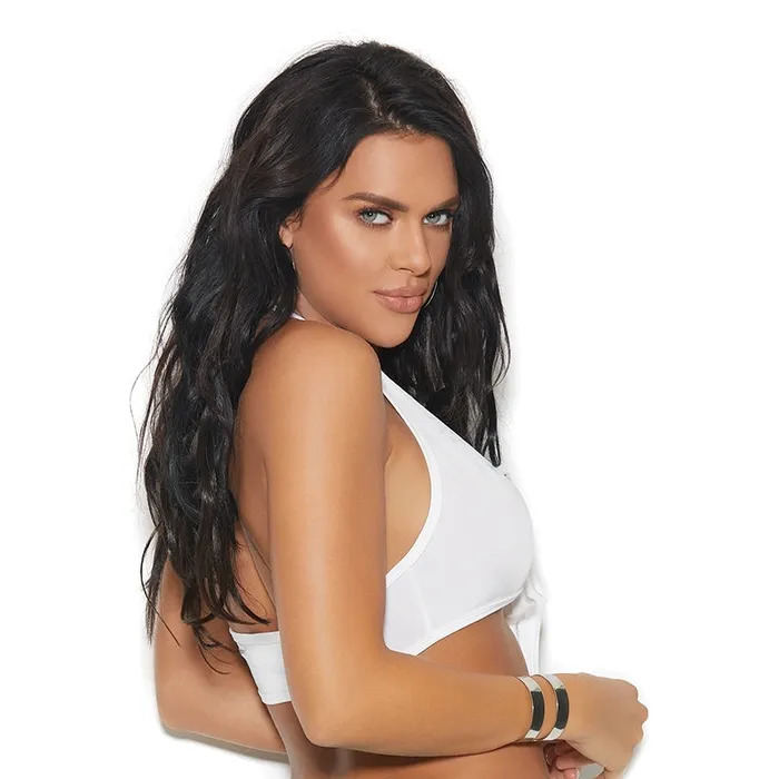 Vibrators ELEGANT MOMENTS Elegant Moments Lycra Halter Tie TopWhite OSHanging