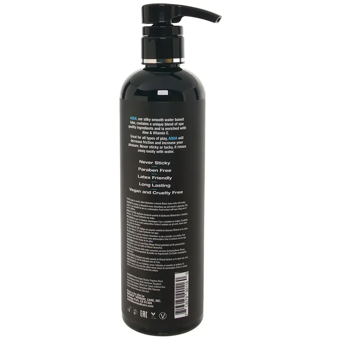 Vibrators Wicked Sensual Care Aqua Fragrance Free Water Based Lube 16oz473ml