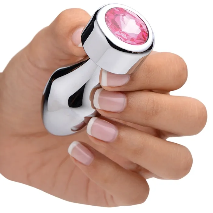 XR Brands Anal Booty Sparks Weighted Base Aluminum Plug Pink GemSmall
