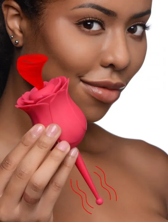 XR Brands Bloomgasm The Rose Buzz DualEnded AirStim Rose Unleash Your Sensuality Vibrators
