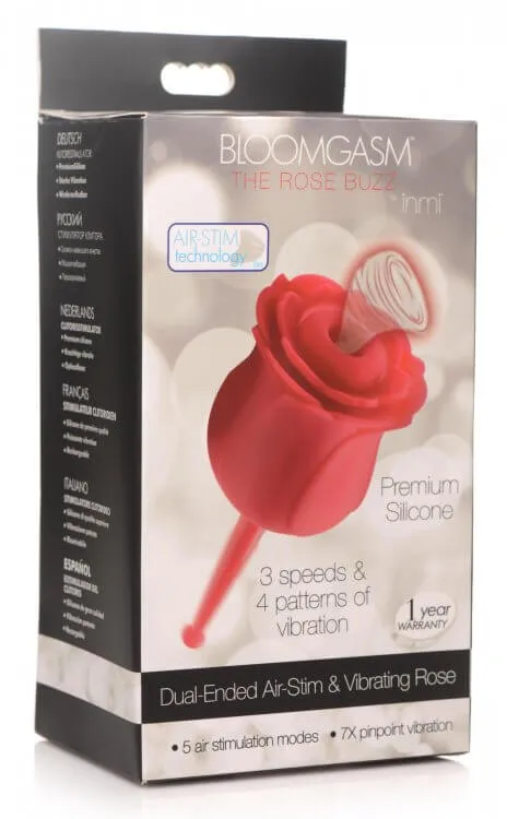 XR Brands Bloomgasm The Rose Buzz DualEnded AirStim Rose Unleash Your Sensuality Vibrators
