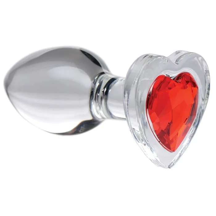 XR Brands Booty Sparks Red Heart Gem Glass Anal PlugMedium Male Sex Toys