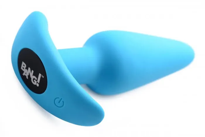 XR Brands Male Sex Toys Bang 21X Vibrating Silicone Butt Plug with Remote Control Blue