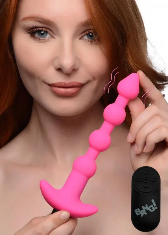 XR Brands Male Sex Toys Bang Vibrating Silicone Anal Beads and Remote Control Pink XR Brands Male Sex Toys Bang Vibrating Silicone Anal Beads and Remote Control Pink