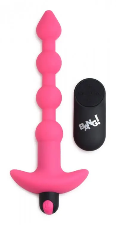 XR Brands Male Sex Toys Bang Vibrating Silicone Anal Beads and Remote Control Pink