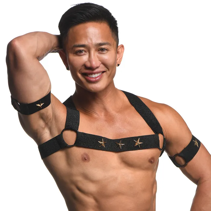 XR Brands Master Series Rave Harness Elastic Chest Harness M Female Sex Toys XR Brands Master Series Rave Harness Elastic Chest Harness M Female Sex Toys