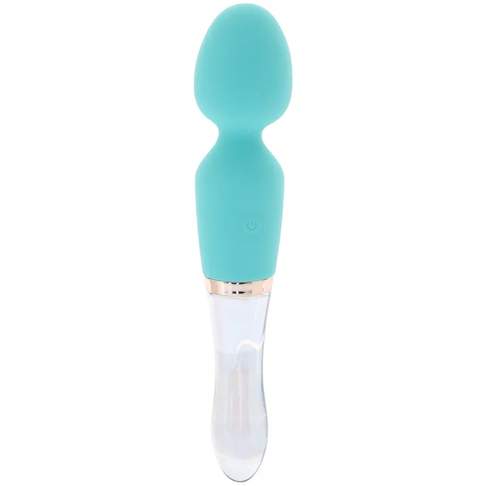 XR Brands Vibrators Prisms VibraGlass 10X Turquoise Dual Wand Vibe