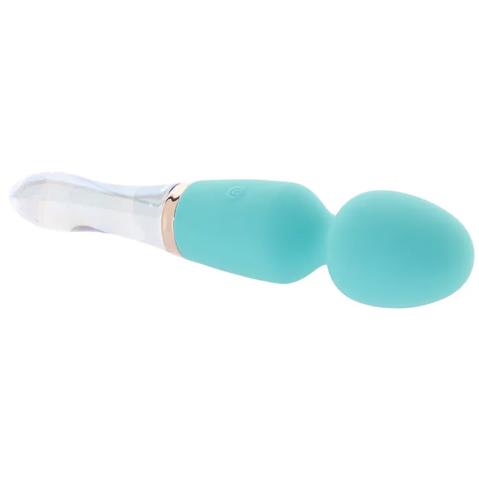 XR Brands Vibrators Prisms VibraGlass 10X Turquoise Dual Wand Vibe