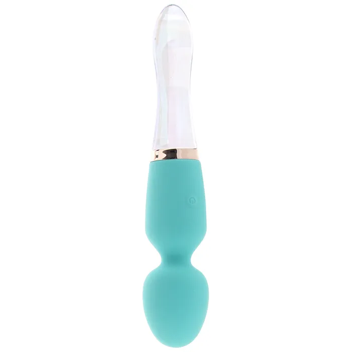 XR Brands Vibrators Prisms VibraGlass 10X Turquoise Dual Wand Vibe