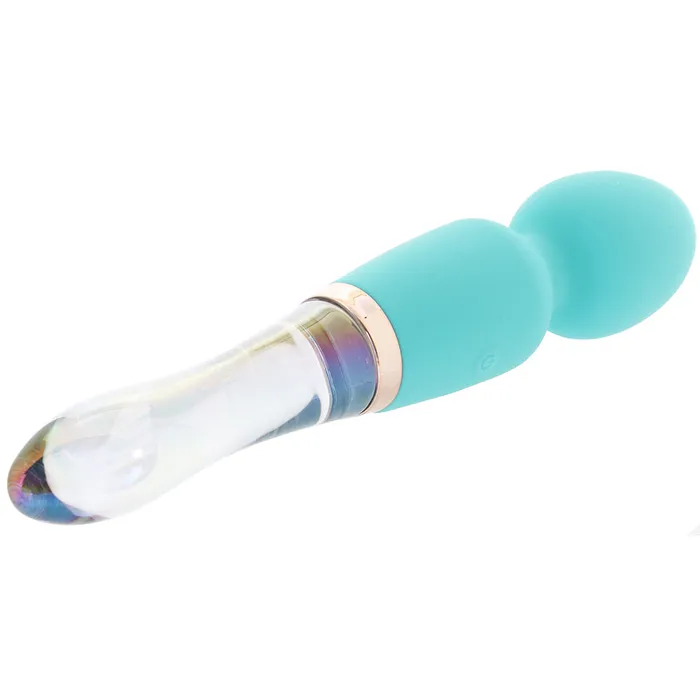 XR Brands Vibrators Prisms VibraGlass 10X Turquoise Dual Wand Vibe