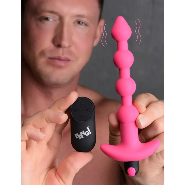 Xr Brands Bang Male Sex Toys Bang Vibrating Silicone Anal Beads and Remote Control Pink Xr Brands Bang Male Sex Toys Bang Vibrating Silicone Anal Beads and Remote Control Pink